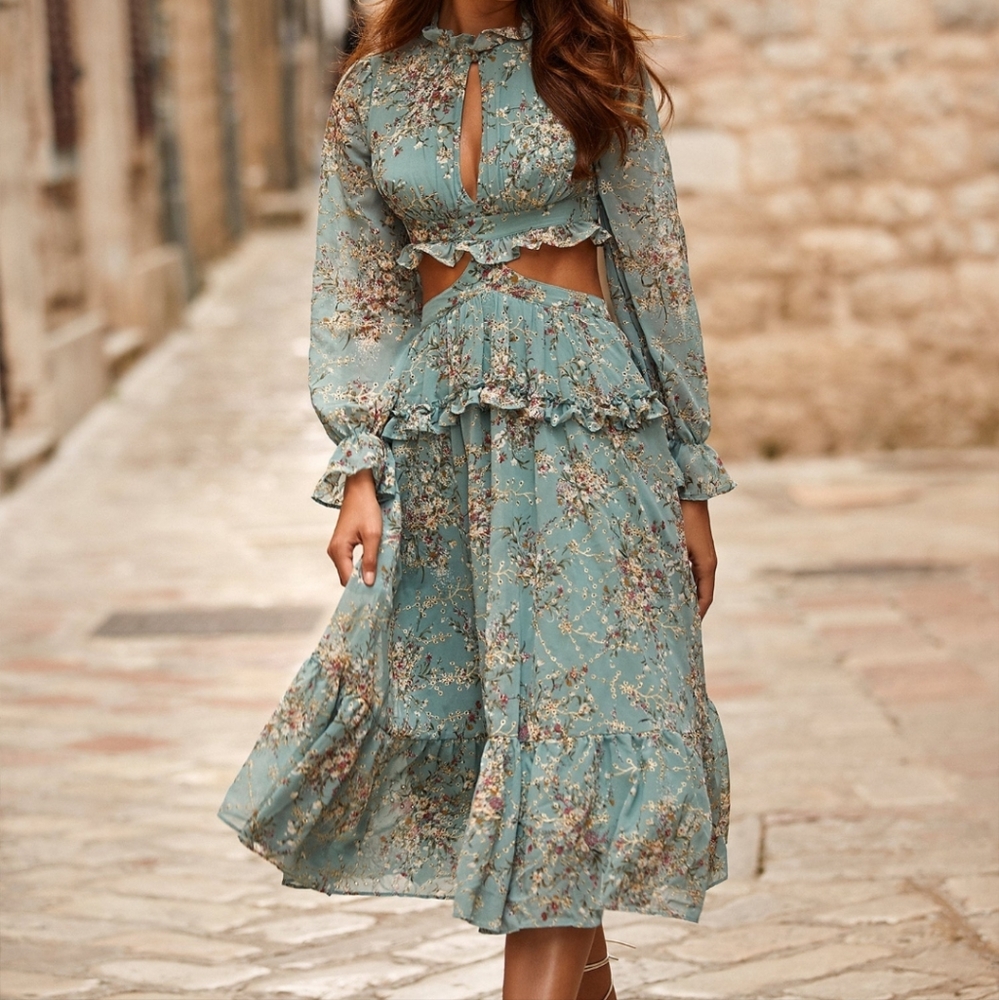 NWT Alamour The Label Adryana Midi Dress Size XS